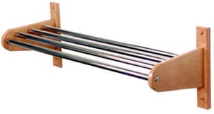 Wood Coat Rack - Wall Mounted with Metal Top Bars