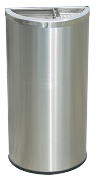 Compact Stainless Steel Semi Circle Trash Can with Ashtray - Model #: DC629SS
