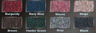 Carpet Color Options:  Burgundy, Navy Blue, Mauve, Beige, Brown, Hunter Green, Gray & Black
