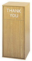 Large Capacity Push Door Waste Receptacle with Flat Top with Thank You (Oak) - Model #: SFC9728