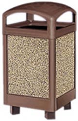 Hinged Dome Top Waste Receptacle with Stone Panels
