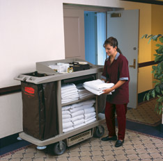 Hotel Maids Cart in use. Hotel Maids Cart in use.
