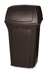 Brown 33 Gallon Push Door Receptacle