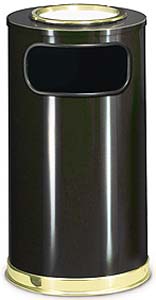 Black Waste Receptacle with Ashtray - UNR16SU10B